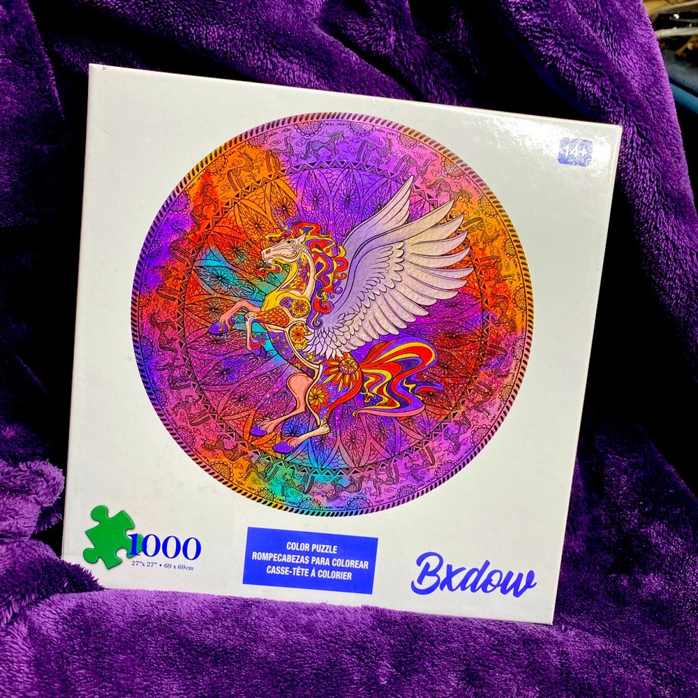A 1000 piece colorful unicorn puzzle